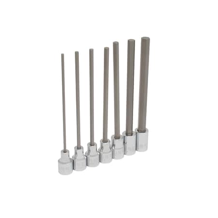 Urrea Hexagonal Extra Long Bit 3/8" Dr, 7 Pieces, Polished Mirror 4990-7L